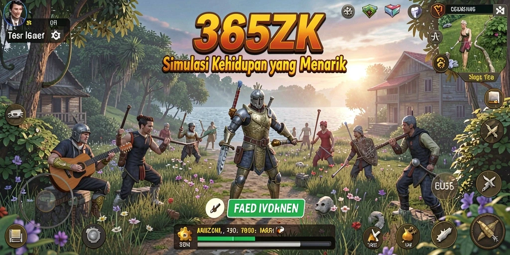 Tampilan gameplay 365ZK yang menampilkan interaksi sosial dan simulasi kehidupan.