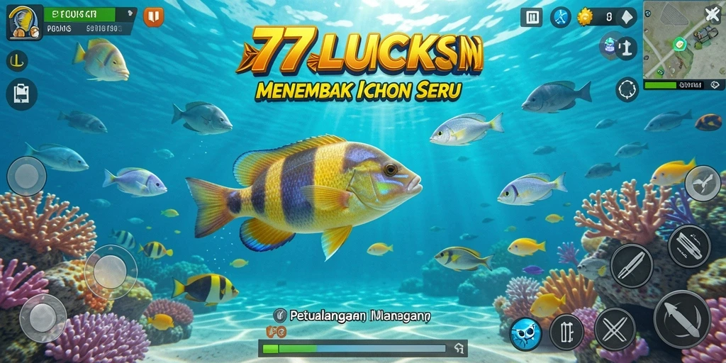 Tampilan gameplay seru dalam 77LUCKS menembak ikan.