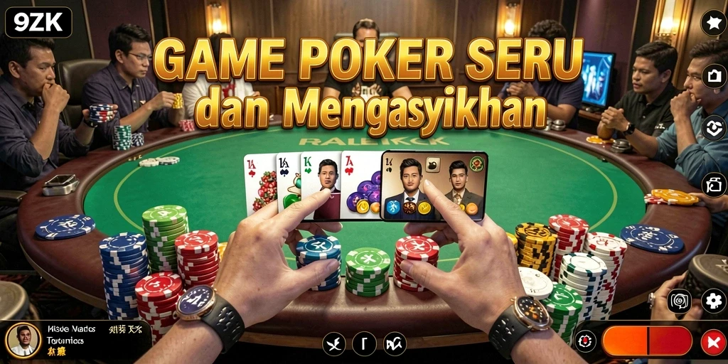Screenshot gameplay poker yang menampilkan aksi seru di 9ZK.