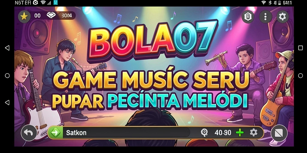 Tampilan gameplay seru dari BOLA07 dengan berbagai alat musik.