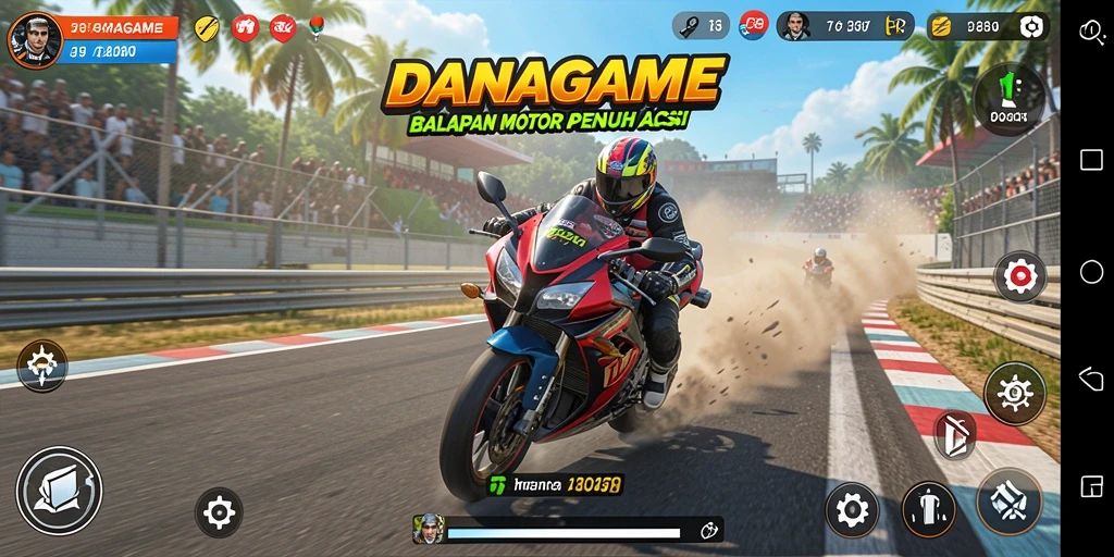 Tampilan gameplay seru dan balapan motor yang menegangkan.