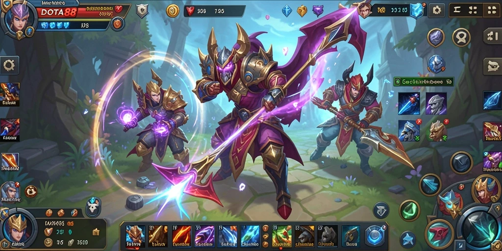 Gameplay DOTA88 menampilkan karakter bertarung melawan monster di dunia fantasi.