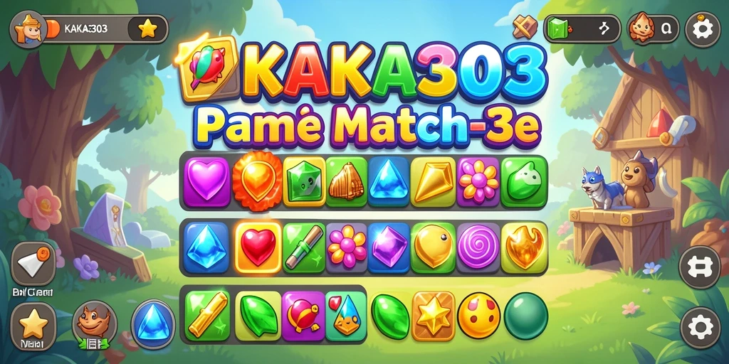 Screenshot menampilkan gameplay seru di KAKA303 dengan tantangan Match-3.