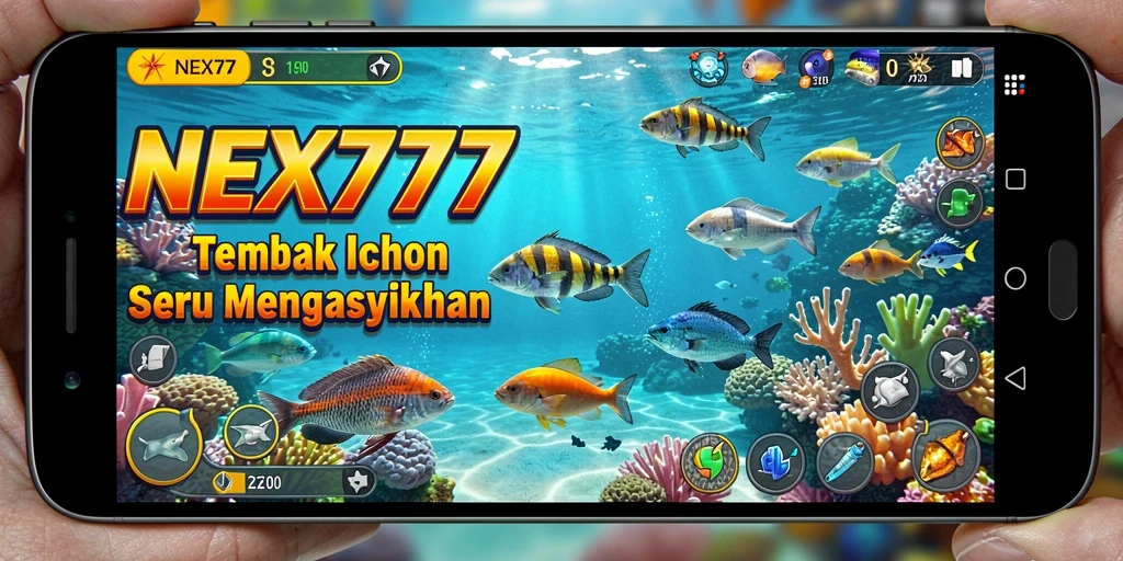 Screenshot gameplay NEX777 menampilkan aksi tembak ikan yang seru.