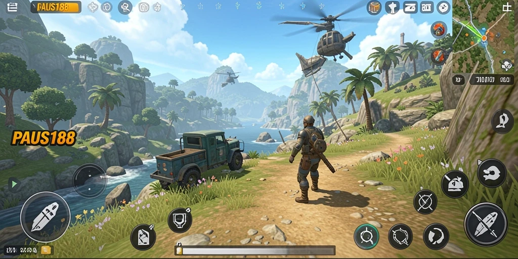 Screenshot dari gameplay PAUS188 yang menunjukkan petualangan seru di dunia terbuka.