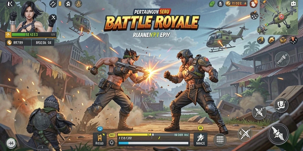 Tangkapan layar gameplay <strong>RR789</strong> menampilkan aksi seru dalam mode Battle Royale.