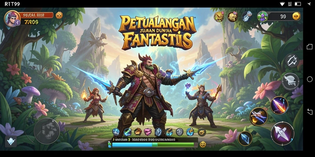 Tampilan gameplay seru dan mendebarkan dalam RT99 dengan aksi RPG yang epik.