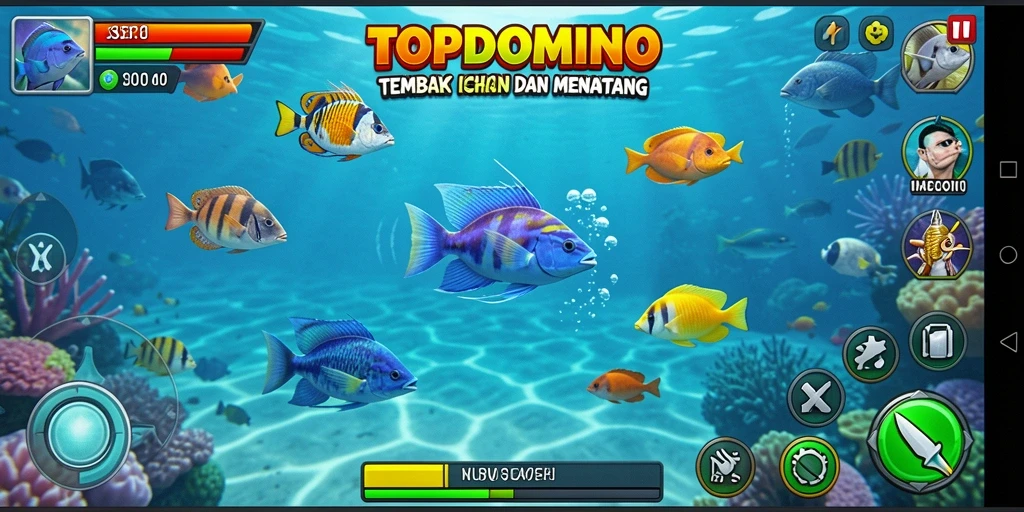 Tampilan permainan seru di game Tembak Ikan TOPDOMINO.