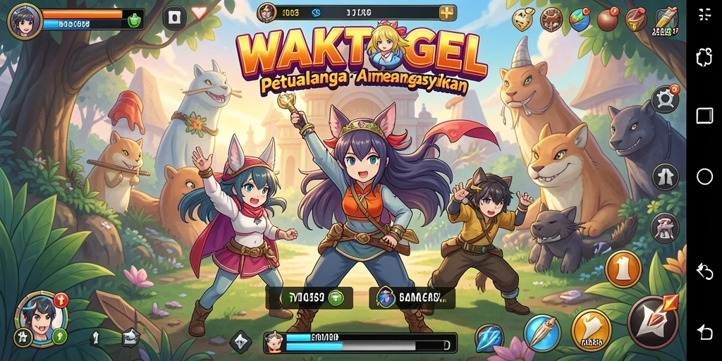 Tampilan seru gameplay WAKTOGEL dalam dunia Anime.