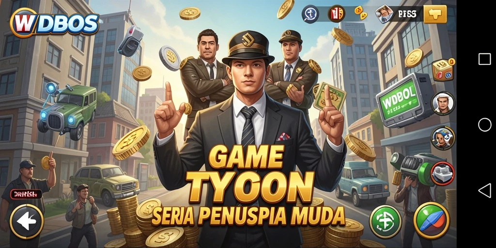 Tangkapan layar utama WDBOS menampilkan momen seru dalam gameplay Tycoon.